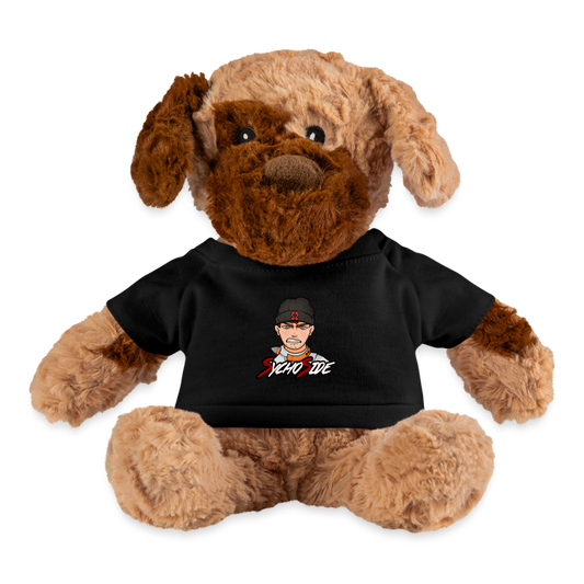 Cartoon Logo Plush Dog - black